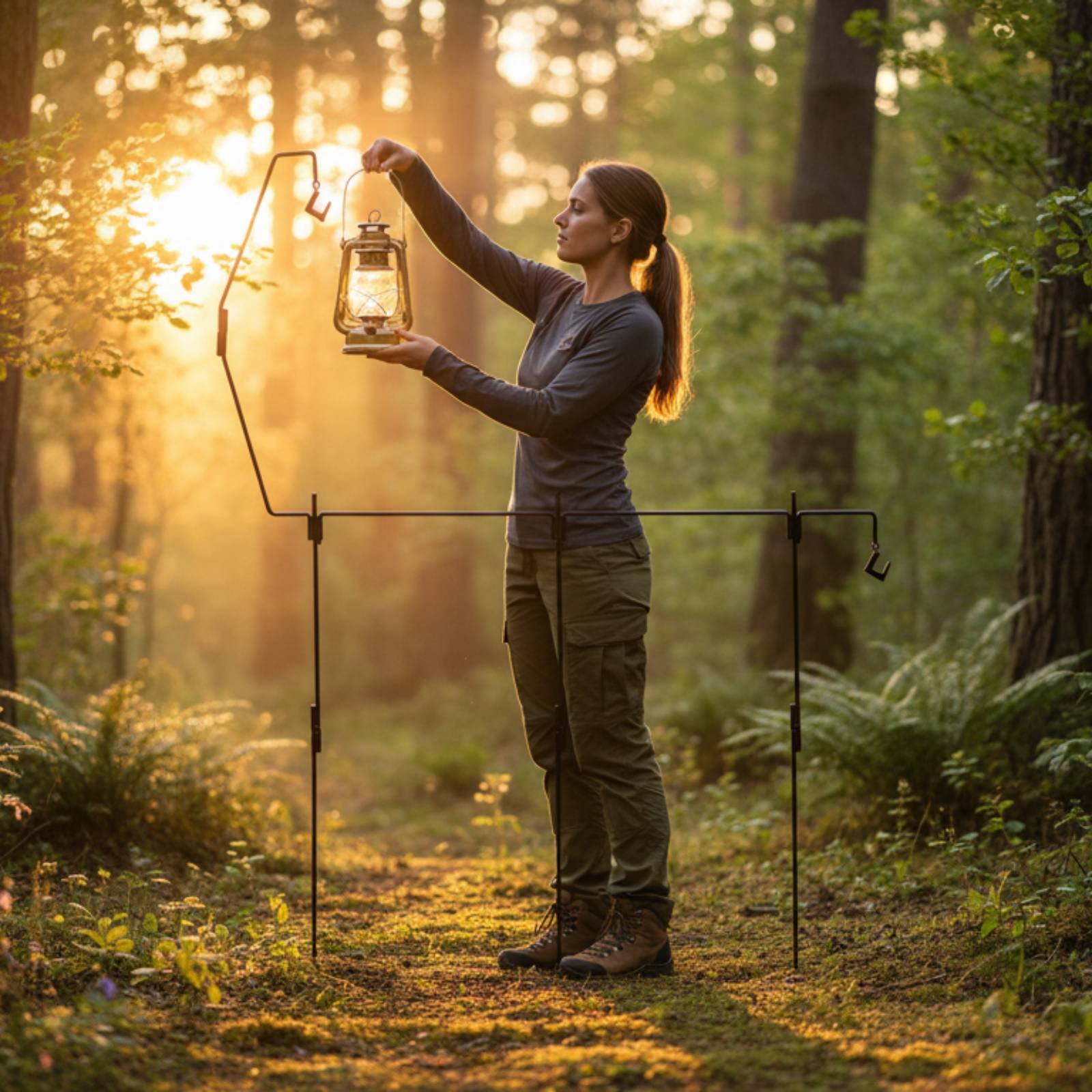 Hanging Outdoor Lighting - Soporte para linterna de camping, poste