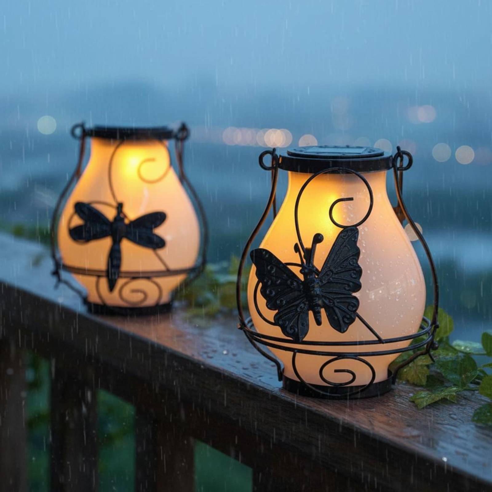 Outdoor Lighting Battery Powered - Linterna Solar con Forma de Mariposa,