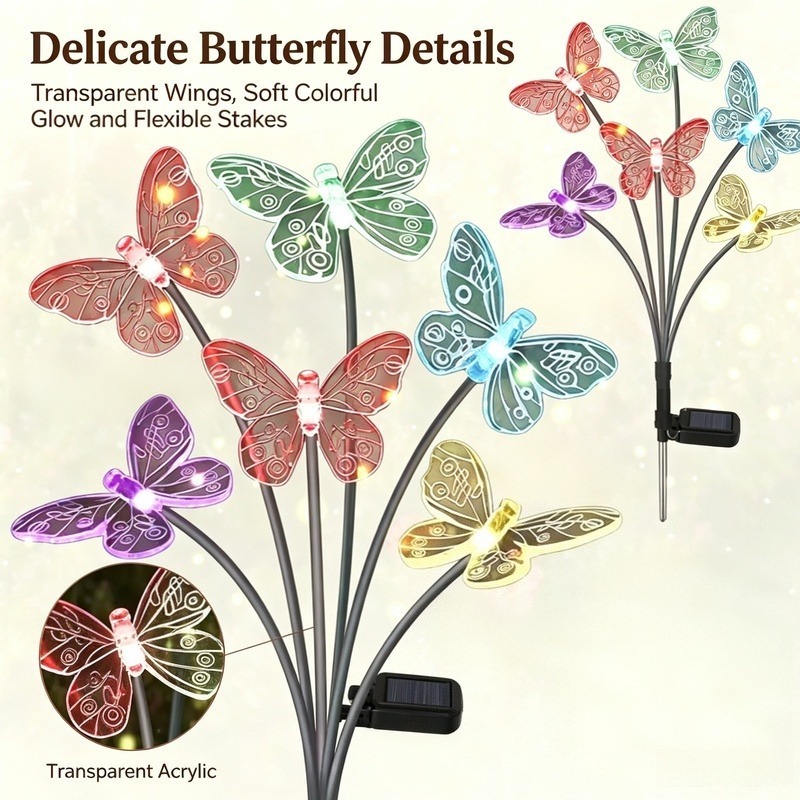 Outdoor Lighting Battery Powered - Luces de Mariposa con Energía Solar,